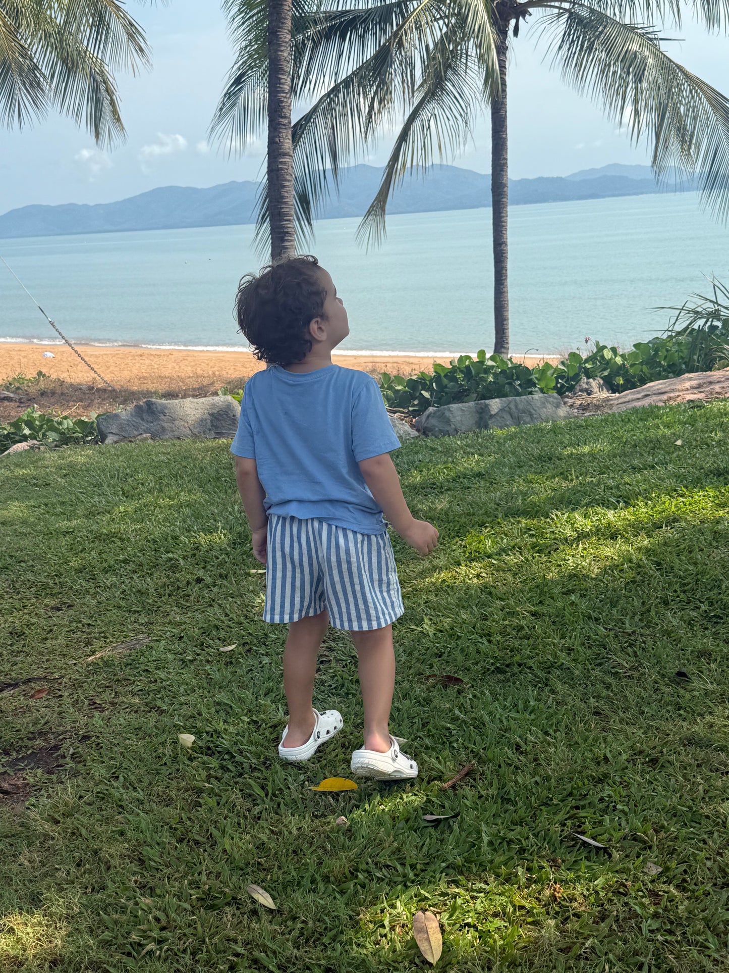 Sky and Mango striped pants